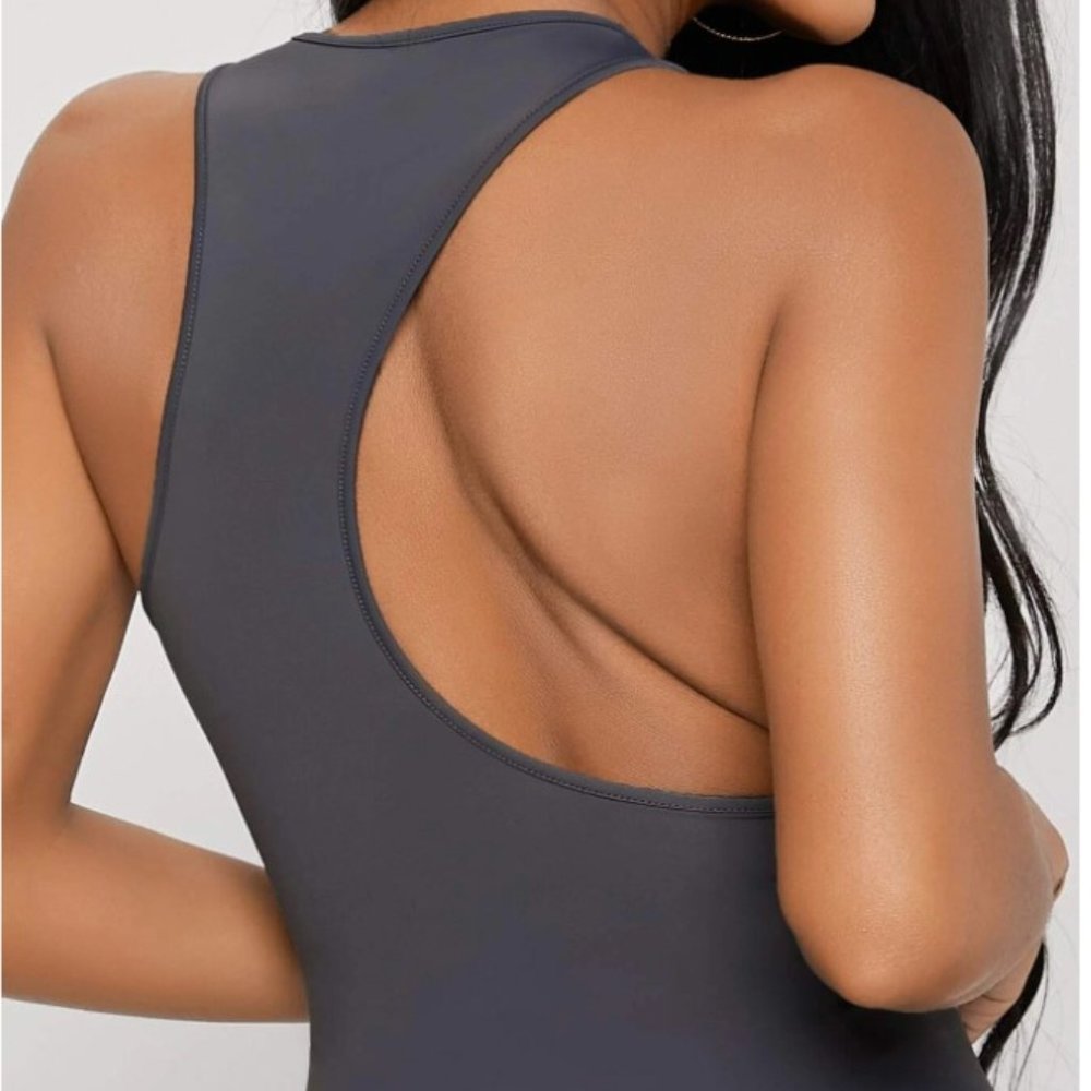 Asymmetrical Back Bodysuit Top